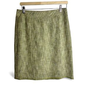 Women's Ann Taylor Lime Green Tweed Mini Skirt Sz6